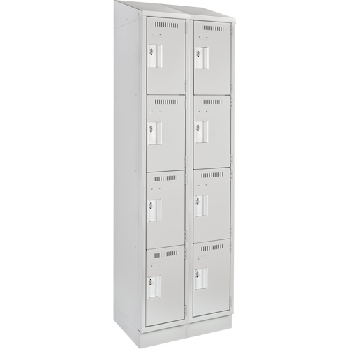 Clean Line™ Lockers, Each, 4, Bank of, 2, Overall Width, 24", Overall Depth, 18", Overall Height, 24 gauge, Inside Depth, 18", Doors