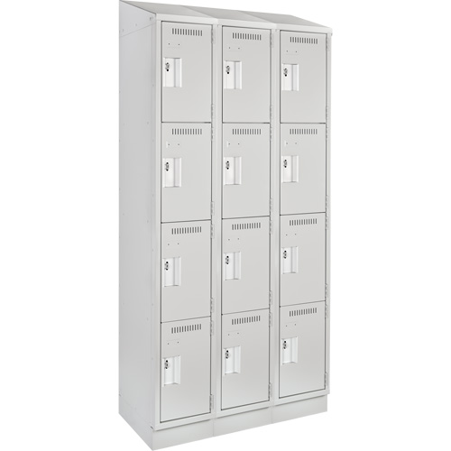 Clean Line™ Lockers, No. of Tiers, 4, Bank of, 3, Overall Width, 36", Overall Depth, 18", Bodies, 24 gauge, Inside Depth, 18"