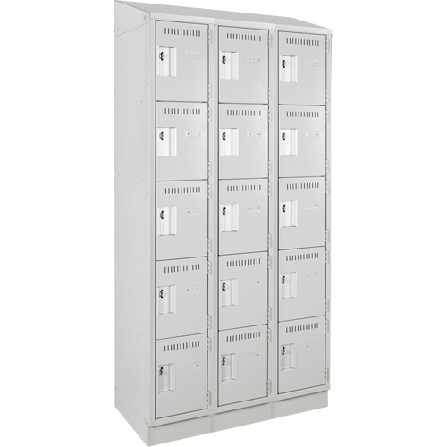 Clean Line™ Lockers, Each, 5, Bank of, 3, Overall Width, 36", Overall Depth, 18", Overall Height, 24 gauge, Inside Depth, 18", Doors