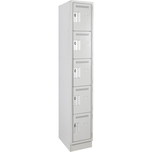 Assembled Clean Line™ Personal Effects Lockers, Each, 5, Bank of, 1, Overall Depth, 12", Overall Height, 76", Overall Width, 24, Doors, 20, Frames