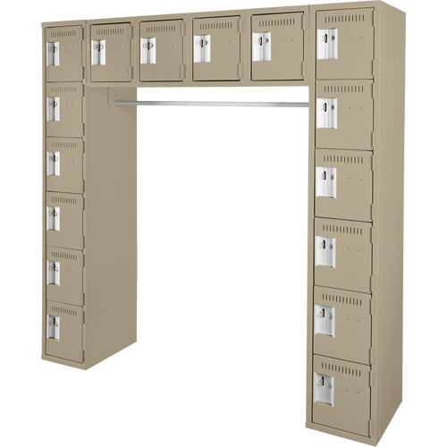 Assembled Archettes Clean Line™ Economy Lockers, Each, 16, Bank of, 1, Overall Depth, 18", Overall Height, 72", Overall Width, 24, Doors, 20, Frames