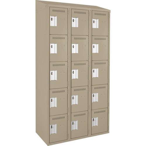 Clean Line™ Lockers, No. of Tiers, 5, Bank of, 3, Overall Width, 36", Overall Depth, 18", Bodies, 24 gauge, Inside Depth, 18"