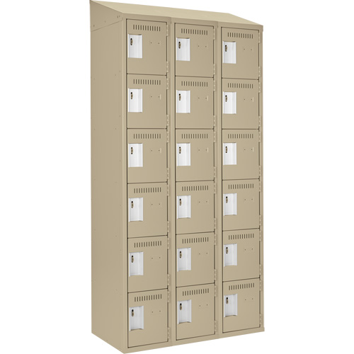 Clean Line™ Lockerette, Each, 6, Bank of, 3, Overall Width, 36", Overall Depth, 18", Overall Height, 24 gauge, Inside Depth, 18", Doors