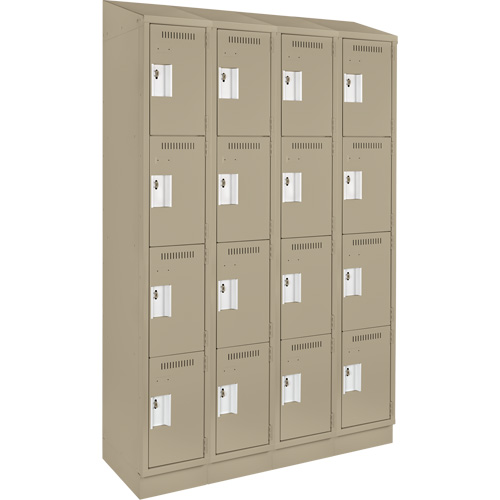 Clean Line™ Lockers, No. of Tiers, 4, Bank of, 4, Overall Width, 48", Overall Depth, 18", Bodies, 24 gauge, Inside Depth, 18"