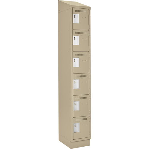 Clean Line™ Lockerette , Each, 6, Bank of, 1, Overall Width, 12", Overall Depth, 18", Overall Height, 24 gauge, Inside Depth, 18", Doors