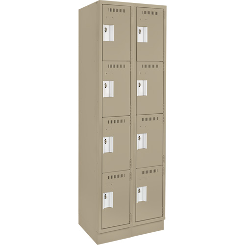 Clean Line™ Lockers, No. of Tiers, 4, Bank of, 2, Overall Width, 24", Overall Depth, 18", Bodies, 24 gauge, Inside Depth, 18"