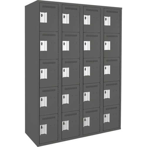 Clean Line™ Lockers, Each, 5, Bank of, 4, Overall Width, 48", Overall Depth, 18", Overall Height, 24 gauge, Inside Depth, 18", Doors