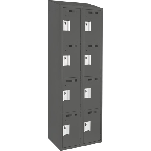 Clean Line™ Lockers, No. of Tiers, 4, Bank of, 2, Overall Width, 24", Overall Depth, 18", Bodies, 24 gauge, Inside Depth, 18"