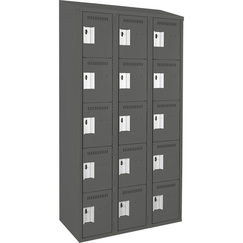 Clean Line™ Lockers, No. of Tiers, 5, Bank of, 3, Overall Width, 36", Overall Depth, 18", Bodies, 24 gauge, Inside Depth, 18"