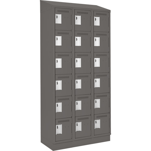 Clean Line™ Lockerette, Each, 6, Bank of, 3, Overall Width, 36", Overall Depth, 18", Overall Height, 24 gauge, Inside Depth, 18", Doors