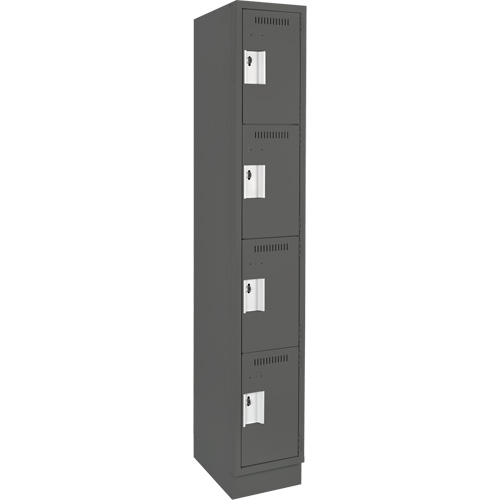 Clean Line™ Lockers, No. of Tiers, 4, Bank of, 1, Overall Width, 12", Overall Depth, 18", Bodies, 24 gauge, Inside Depth, 18"