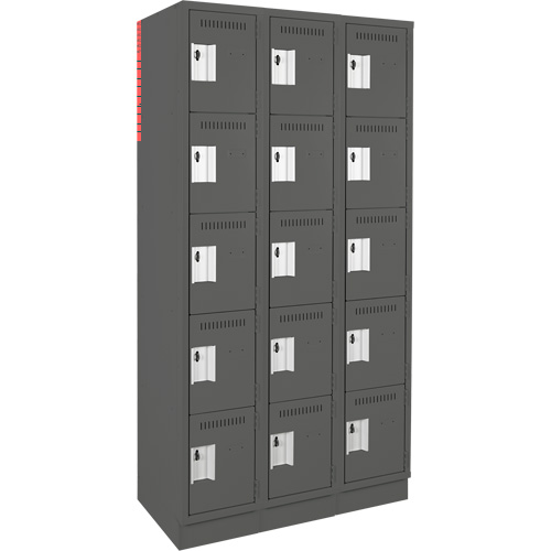 Clean Line™ Lockers, No. of Tiers, 5, Bank of, 3, Overall Width, 36", Overall Depth, 18", Bodies, 24 gauge, Inside Depth, 18"