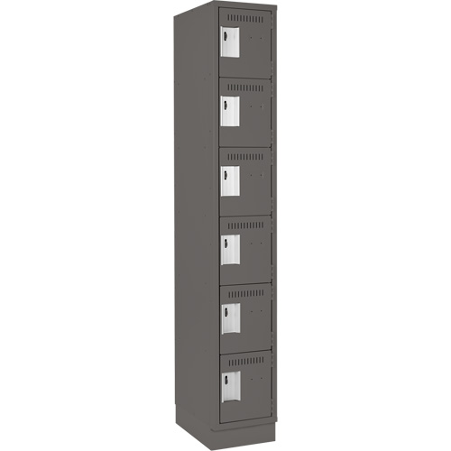 Clean Line™ Lockerette, Each, 6, Bank of, 1, Overall Width, 12", Overall Depth, 18", Overall Height, 24 gauge, Inside Depth, 18", Doors
