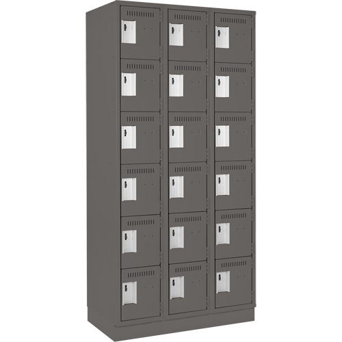 Clean Line™ Lockerette, Each, 6, Bank of, 3, Overall Width, 36", Overall Depth, 18", Overall Height, 24 gauge, Inside Depth, 18", Doors