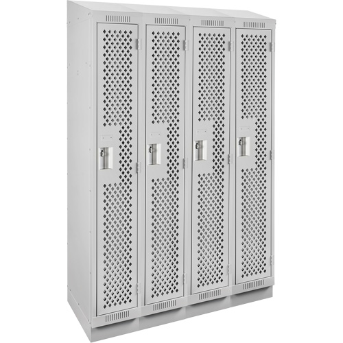 Clean Line™ Lockers, Each, 1, Bank of, 4, Overall Width, 48", Overall Depth, 15", Overall Height, 24-gauge, Door Gauge, 20-gauge, Frame Gauge