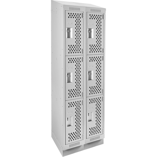 Clean Line™ Lockers, Each, 3, Bank of, 2, Overall Width, 24", Overall Depth, 15", Overall Height, 24-gauge, Door Gauge, 20-gauge, Frame Gauge