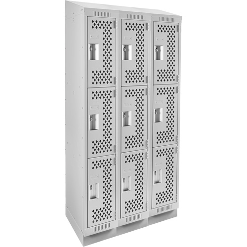 Clean Line™ Lockers, Each, 3, Bank of, 3, Overall Width, 36", Overall Depth, 18", Overall Height, 24 gauge, Inside Depth, 18", Doors