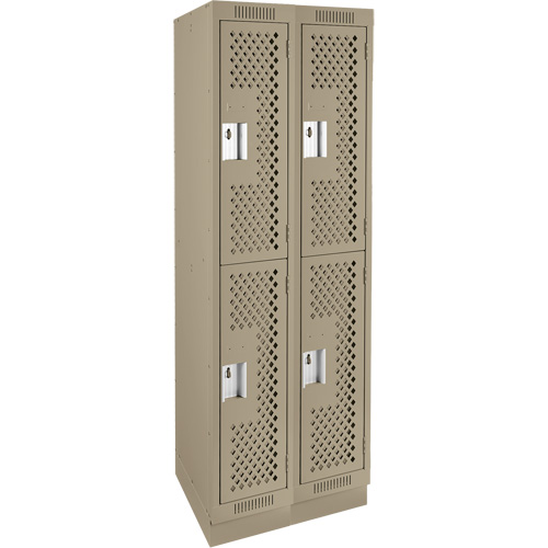 Clean Line™ Lockers, Each, 2, Bank of, 2, Overall Width, 24", Overall Depth, 15", Overall Height, 24-gauge, Door Gauge, 20-gauge, Frame Gauge