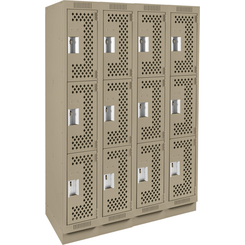 Clean Line™ Lockers, Each, 3, Bank of, 4, Overall Width, 48", Overall Depth, 12", Overall Height, 24-gauge, Door Gauge, 20-gauge, Frame Gauge