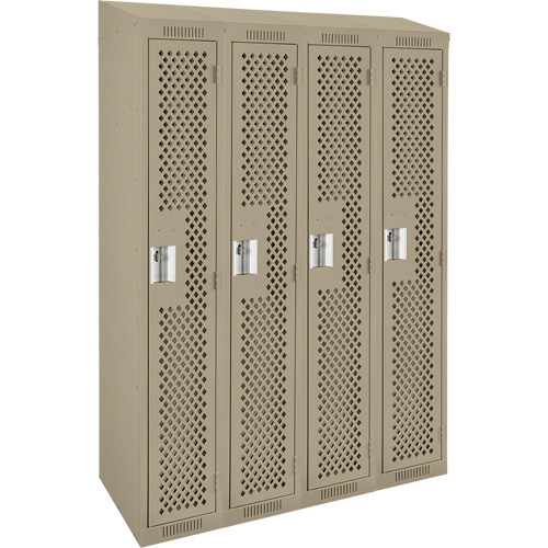 Clean Line™ Lockers, Each, 1, Bank of, 4, Overall Width, 48", Overall Depth, 15", Overall Height, 24-gauge, Door Gauge, 20-gauge, Frame Gauge