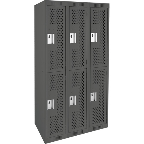 Clean Line™ Lockers, Each, 2, Bank of, 3, Overall Width, 36", Overall Depth, 12", Overall Height, 24-gauge, Door Gauge, 20-gauge, Frame Gauge