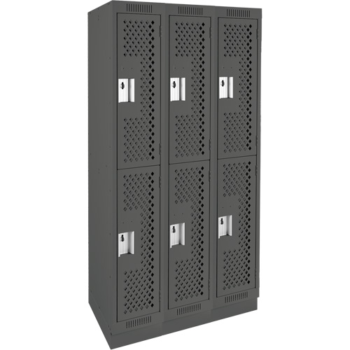 Clean Line™ Lockers, Each, 2, Bank of, 3, Overall Width, 36", Overall Depth, 12", Overall Height, 24-gauge, Door Gauge, 20-gauge, Frame Gauge