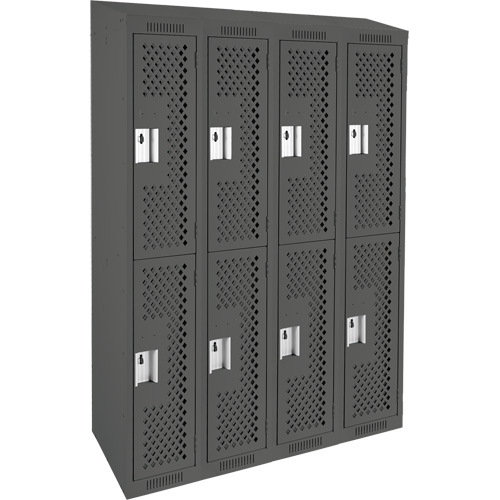 Clean Line™ Lockers, Each, 2, Bank of, 4, Overall Width, 48", Overall Depth, 15", Overall Height, 24-gauge, Door Gauge, 20-gauge, Frame Gauge
