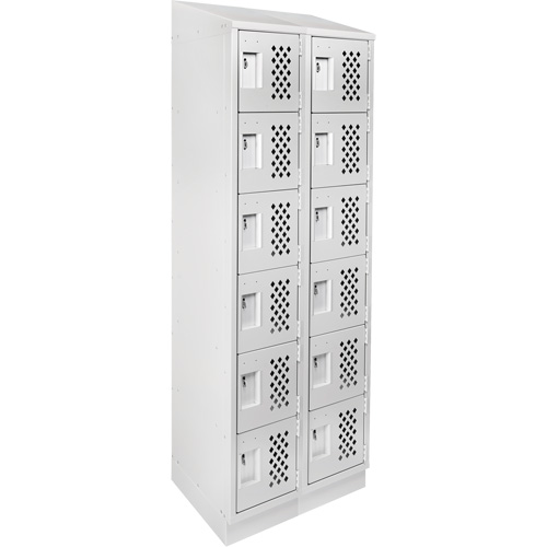 Assembled Lockerettes Clean Line™ Perforated Economy Lockers, Each, 6, Bank of, 2, Overall Depth, 18", Overall Height, 72", Overall Width, 24 gauge, Doors, 20 gauge, Frames