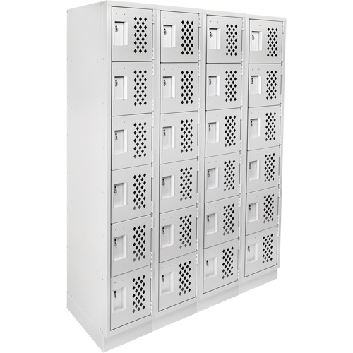 Assembled Clean Line™ Perforated Economy Lockers, Each, 6, Bank of, 4, Overall Depth, 18", Overall Height, 72", Overall Width, 24 gauge, Doors, 20 gauge, Frames