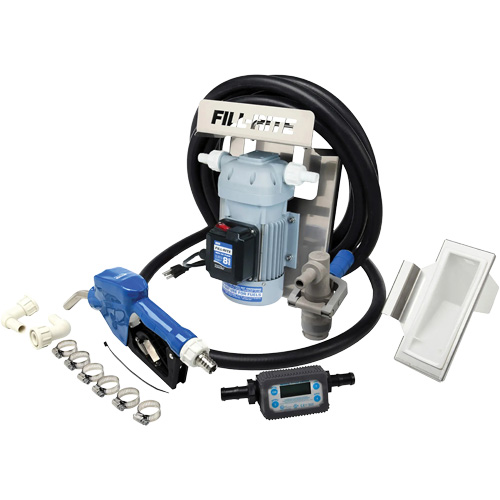 115V AC DEF Transfer Pump & IBC Tote Bracket with Nozzle & Meter, Flow Rate, Inlet, 1" NPTM, Amperage, 2.4 A, Outlet, 1" NPT, Compatible Fluids, DEF, Water, Mounting Type, IBC Tote Bracket