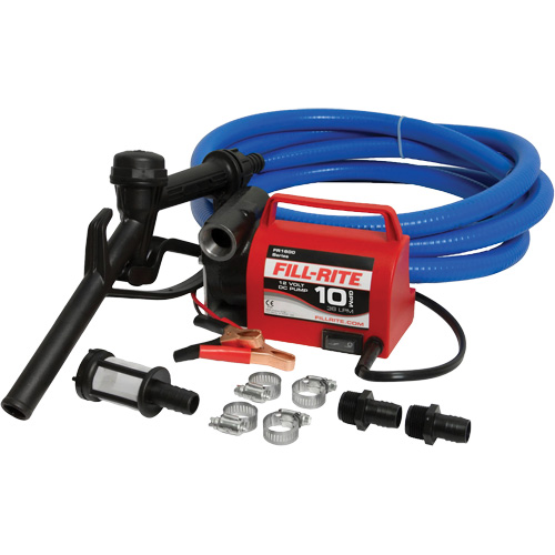 12V DC Fuel Transfer Pump with Nozzle, Flow Rate, Inlet, 3/4" NPTF, Amperage, 17 A, Hose Length, 8', Outlet, 3/4" NPT, Compatible Fluids, Diesel, Kerosene, Antifreeze, Duty Cycle, 30 min. On, 30 min. Off