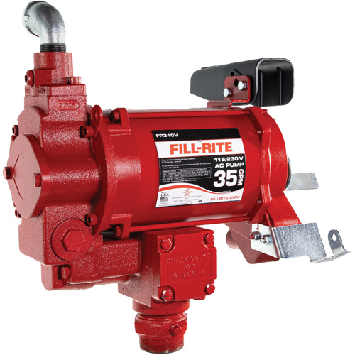 Flow Rate, 35 GPM, 1-1/4" NPTF, Outlet, 1" NPT, 115V/230V AC, Compatible Fluids, Diesel, Kerosene, Biodiesel up to B20, Mounting Type