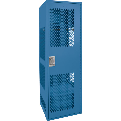 Gear Locker with Door, Each, 18", Overall Height, 72", Overall Width, 24", Colour, Dark Blue, Material, 1 Year Limited, Door/Foot Locker Gauge, 14, Shelf/Side & Top Panels/Security Box Gauge