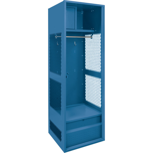 Gear Locker, Each, 18", Overall Height, 72", Overall Width, 24", Colour, Dark Blue, Material, 1 Year Limited, Foot Locker Gauge, 14, Shelf/Side & Top Panels/Security Box Gauge