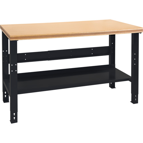 Industrial Duty Workbench, Each, 1000 lbs., Configuration, Shelf, Height, 34", Width, 60", Depth, 1-3/4", Manufacturer's Warranty, 1 Year Limited, Frame Colour