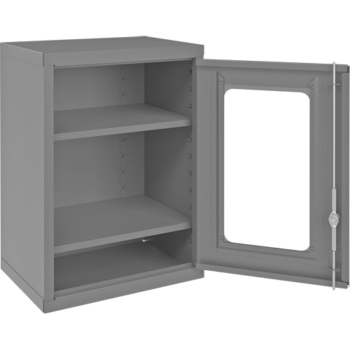 Wall-Mountable Storage Cabinet with Clearview Doors, Each, 26-15/16", Width, 18-1/8", Depth, 13-11/16", No. of Shelves, 2, Colour, 18, Shelf Dimensions, 17-3/4" W x 12" D, Locking Mechanism