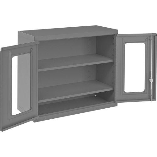 Wall-Mountable Storage Cabinet with Clearview Doors, Each, 26-15/16", Width, 29-7/8", Depth, 13-11/16", No. of Shelves, 2, Colour, 18, Shelf Dimensions, 29-17/32" W x 12" D, Locking Mechanism