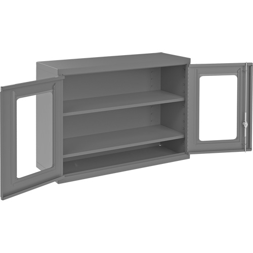 Wall-Mountable Storage Cabinet with Clearview Doors, Each, 26-15/16", Width, 35-7/8", Depth, 13-11/16", No. of Shelves, 2, Colour, 18, Shelf Dimensions, 35"" W x 12" D, Locking Mechanism