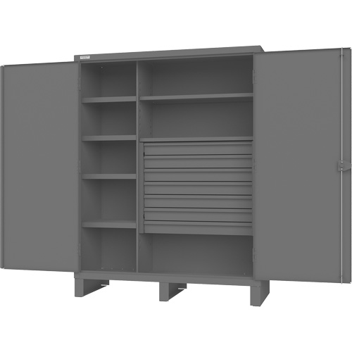 Wardrobe Cabinet with Standard Recessed Doors, Each, 78", Width, 60", Depth, 24", No. of Shelves, 4, Colour, 12, Shelf Dimensions, (1) Fixed 18" x 19-3/16" and (2) Adjustable 39-9/16" x 15-7/8", No. of Drawers