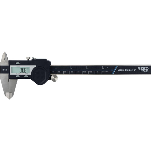 0.0005" (0.01 mm), Measuring Range, 0" - 6" (0 mm - 150 mm), Accuracy ±, 0.0010" (0.02 mm)/0.0011" (0.03 mm), 6" Digital Caliper; CR2032 Battery; Carrying Case, Accuracy, 0 to 1.967" (0 to 50 mm): ±0.0010" (0.02 mm) & 1.967 to 6" (50 to 150 mm): ±0.0011" (0.03 mm), Repeatability