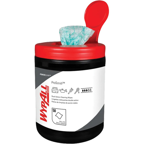 Wypall® Dual Action Cleaning Wipes, No. of Wipes, 50, Length, 12", Width, 10-1/2", Container Type, Canister
