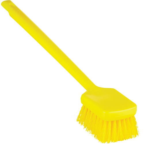ColorCore Long Handle Brush, Type, Scrub, Colour, Yellow, Overall Length, 20", Bristle Strength, Stiff, Block Material, Polypropylene, Staple Material, Stainless Steel