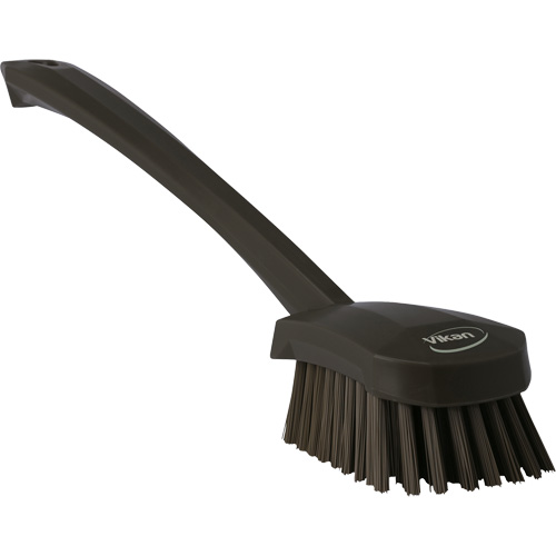 Long Handle Brush, Type, Scrub, Colour, Black, Overall Length, 15-3/4", Bristle Strength, Stiff, Bristle Material, Polyester, Block Material, Polypropylene