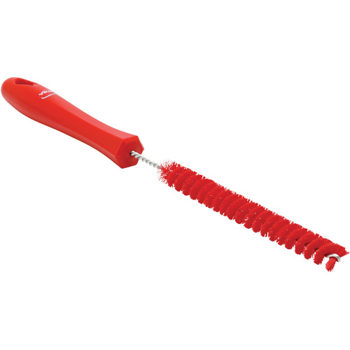 0.6" Drain Cleaning Brush, Each, Tube/Machine, Colour, Red, Overall Length, 12-1/5", Bristle Strength, Stiff, 0.6", Shaft Material, Stainless Steel, Bristle Material