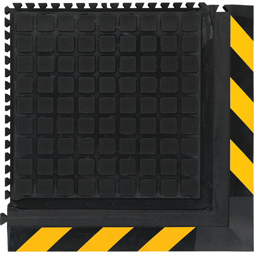 Hog Heaven III Comfort Modular Corner Tile, Each, 1-4/5', Length, 1-4/5', Thickness, 3/4", Colour, Black/Yellow, Material