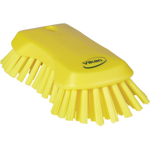 Hand Brush, Type, Scrub, Colour, Yellow, Overall Length, 9-1/10", Bristle Strength, Extra Stiff, Usage Temperature Range, -4 to 176 °F, Max. Drying Temperature, 212 °F