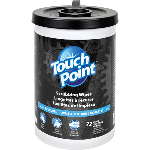 Touch Point® Scrubbing Wipes, No. of Wipes, 72, Length, 12", Width, 10", Container Type, Canister, Fragrance, Citrus