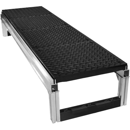 FOUNDATION™ Diamond-Plate Traction Modular Aluminum Work Platform Kit, Platform Width, 18", Platform Depth, 72", Construction, All-Welded, Load Capacity, 400 lbs., Flammability, FMVSS 302: Pass B, Taber Abrasion, ASTM D3884: 0% @1000 cycles