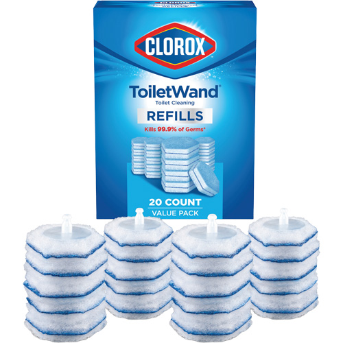 Disinfecting ToiletWand™ Disposable Cleaner 3-in-1 Starter Kit, Case of 4, (1) Wand; (1) Caddy; (20) Scrubbing Pads