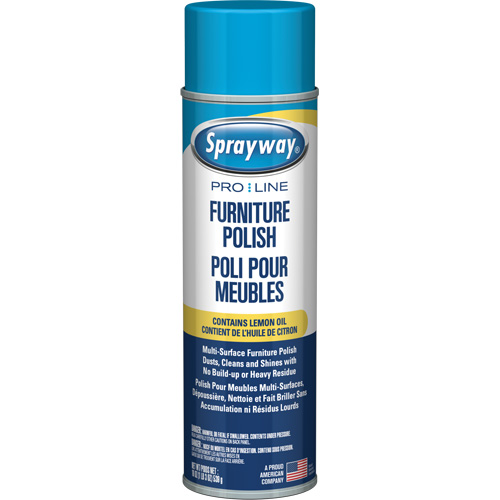 Pro Line Furniture Polish with Lemon Oil, Case of 12, 19 oz., Container Type, Aerosol Can, White, Fragrance, Lemon, Shelf Life